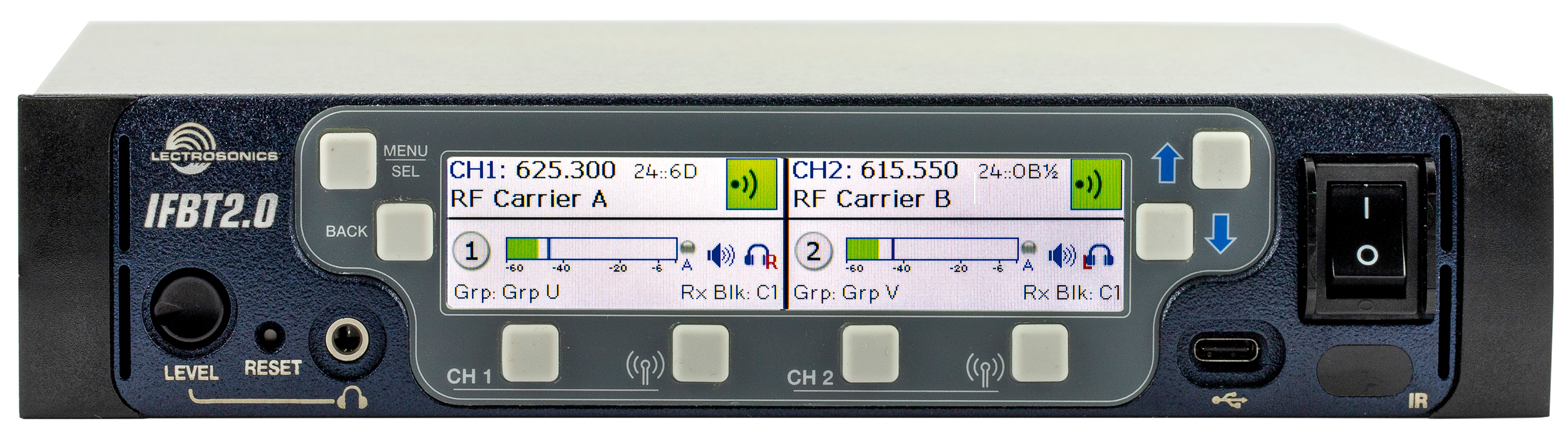Lectrosonics IFBT2.0: A1 (470-537 MHz) and B1 (537-614 MHz) Transmitter Base Station